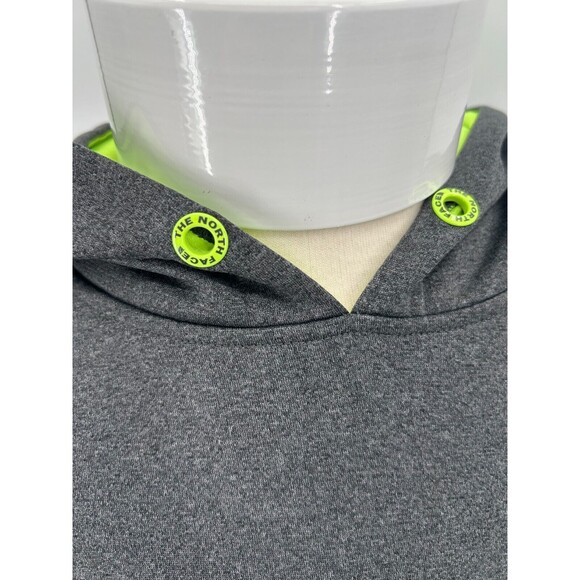 THE NORTH FACE Half Dome Logo Pullover Hoodie Sweatshirt~Gray+Neon Green~Mens L - Picture 7 of 10